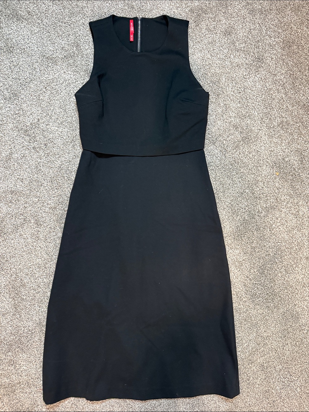 SPANX Black Sleeveless Midi Sheath Dress